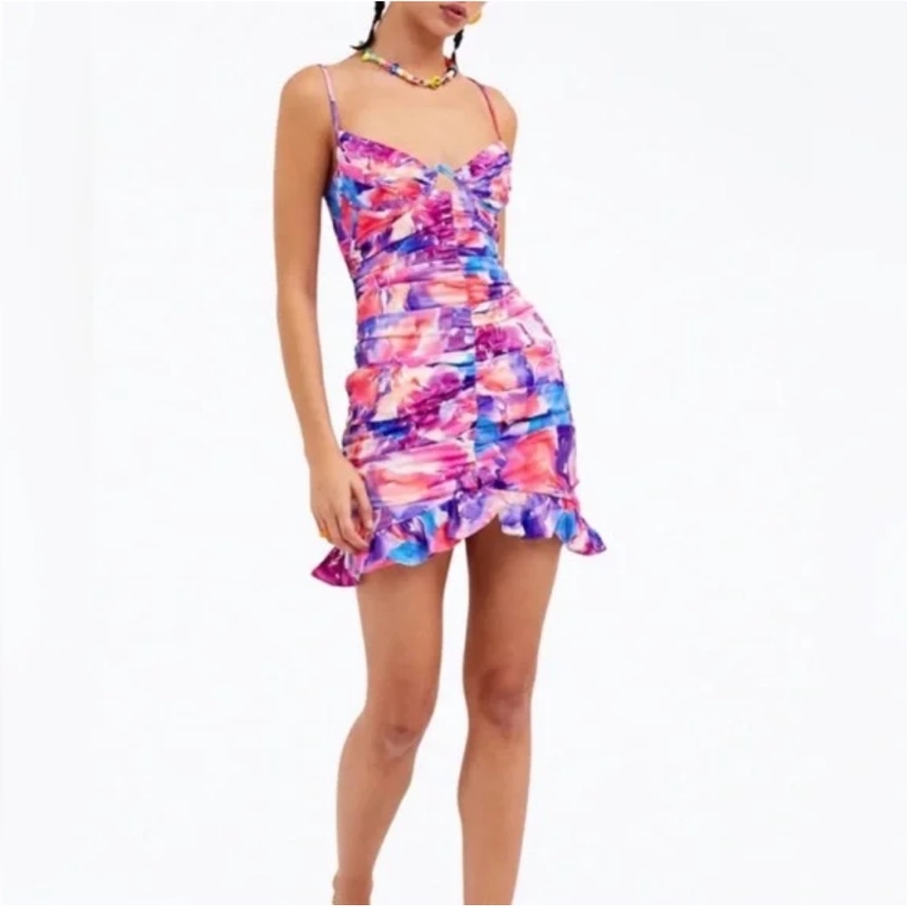 For Love & Lemons Natasha open-back satin mini dress